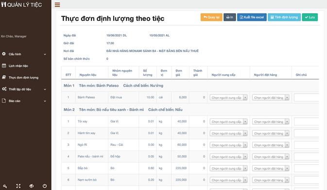 triển khai phần mềm quản lý đặt tiệc cưới